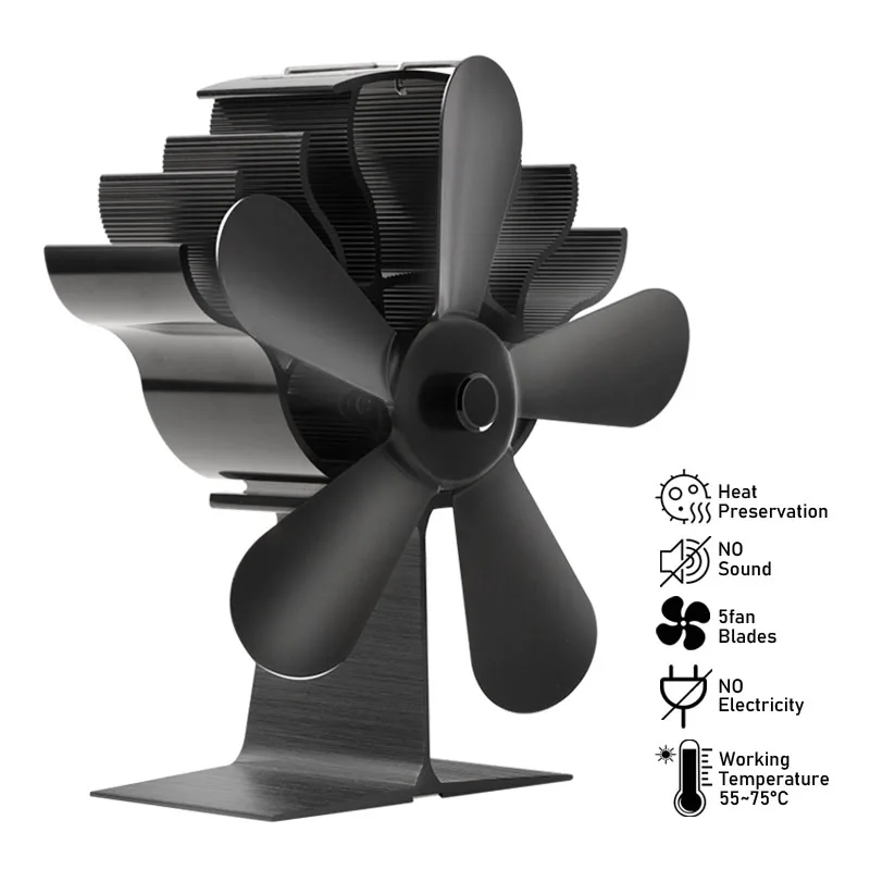 5 Blades Heat Powered Stove Fan Black Fireplace Log Wood Burner Eco-fan Quiet Home Fireplace Fan Efficient Heat Distribution
5 Blades Heat Powered Stove Fan Black Fireplace Log Wood Burner Eco-fan Quiet Home Fireplace Fan Efficient Heat Distribution