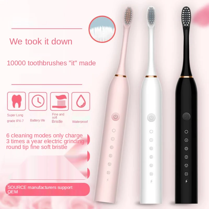 2021 Sonic Electric Toothbrush Adult Timer Brush 6 Mode USB Charger Rechargeable Tooth Brushes Replacement Heads Set
2021 Sonic Electric Toothbrush Adult Timer Brush 6 Mode USB Charger Rechargeable Tooth Brushes Replacement Heads Set