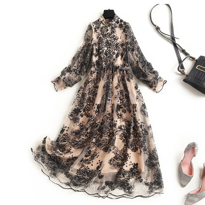 2021 spring autumn women quality dresses elegant embroidery dress for party runway women beading dresses
2021 spring autumn women quality dresses elegant embroidery dress for party runway women beading dresses