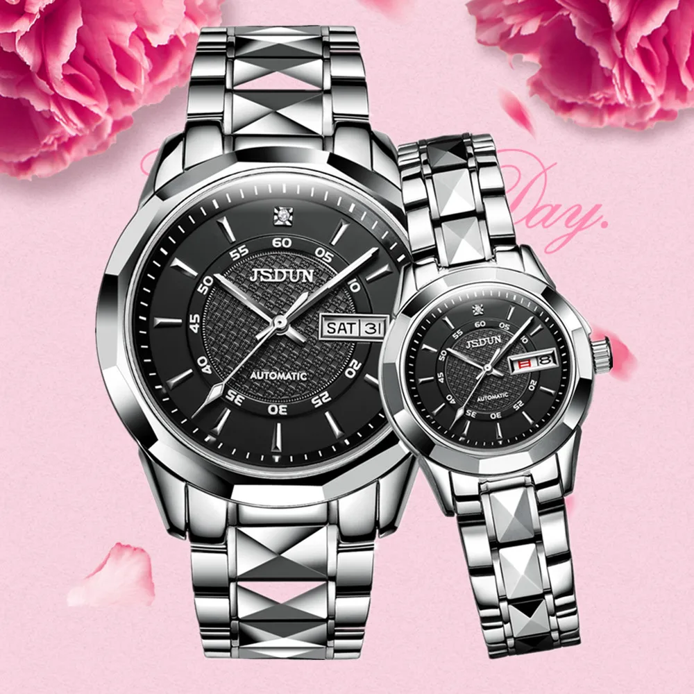 Couple automatic mechanical wristwatch top brand luxury business style tungsten steel watchband waterproof Fashion lover's watch
Couple automatic mechanical wristwatch top brand luxury business style tungsten steel watchband waterproof Fashion lover's watch
