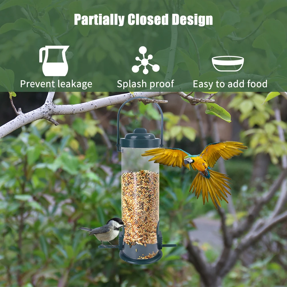 Tube Bird Feeders Hanging Wild Bird Feeder for Outdoors Transparent Premium Plastic with Hanger and 2 Feeding Ports
Tube Bird Feeders Hanging Wild Bird Feeder for Outdoors Transparent Premium Plastic with Hanger and 2 Feeding Ports