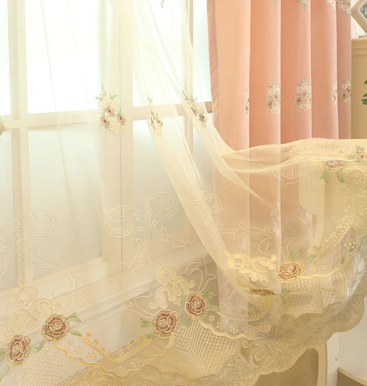 High-end European-style Embroidered Curtain Cloth Living Room Bedroom Bay Window Floor-to-ceiling Window Pink Blackout Curtains
High-end European-style Embroidered Curtain Cloth Living Room Bedroom Bay Window Floor-to-ceiling Window Pink Blackout Curtains