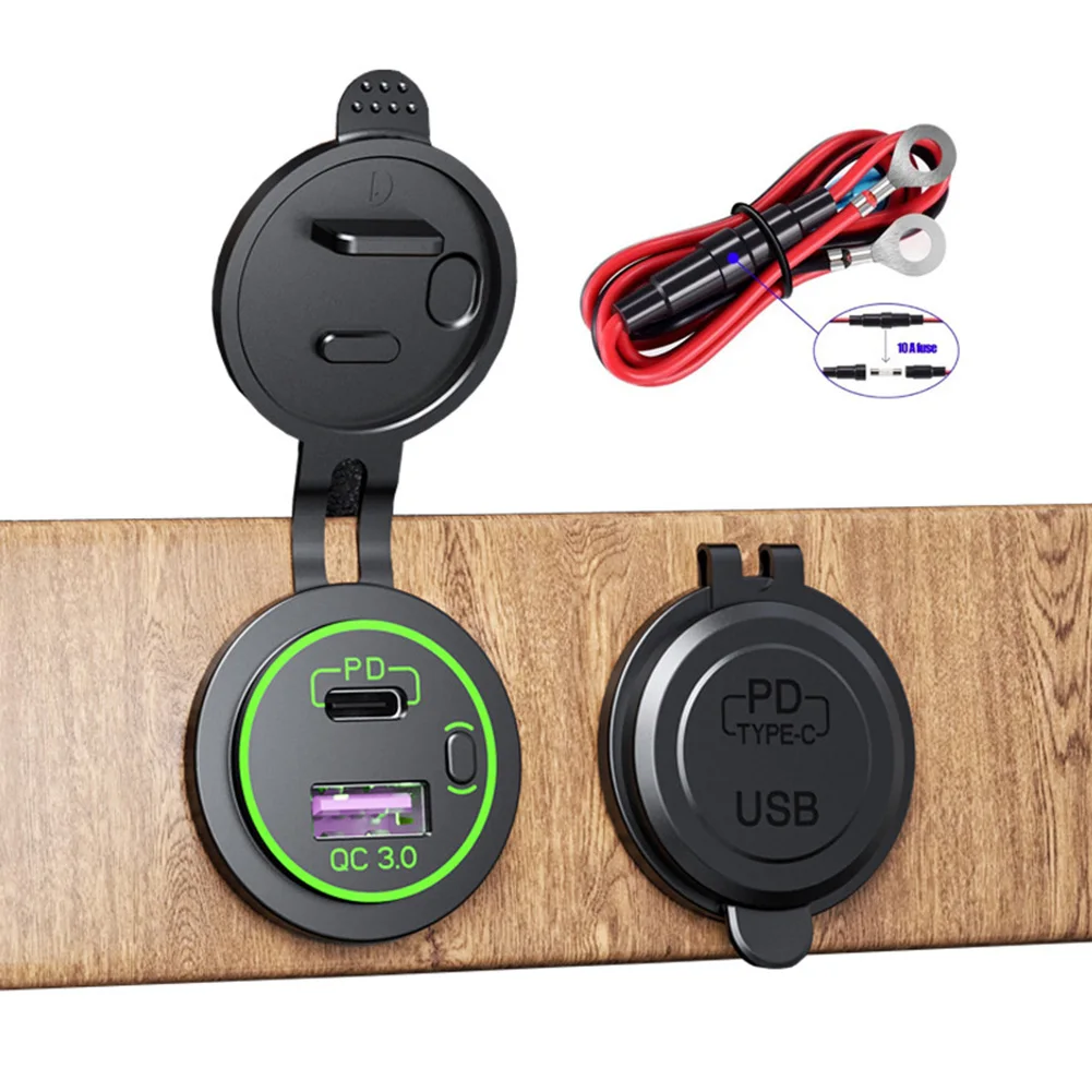 Power Outlet Toggle Panel Dual USB Charger Socket 3.0 PD Outlet Wires Kit for Car Boat Marine Motorcycle ATV Truck SUV
Power Outlet Toggle Panel Dual USB Charger Socket 3.0 PD Outlet Wires Kit for Car Boat Marine Motorcycle ATV Truck SUV
