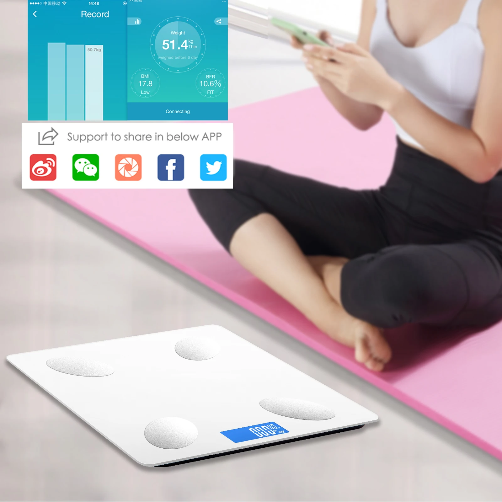 New Fat Scale Bathroom Smart Electronic BMI Composition Accurate Mobile Phone Bluetooth Analyzer LED Digital High-definition
New Fat Scale Bathroom Smart Electronic BMI Composition Accurate Mobile Phone Bluetooth Analyzer LED Digital High-definition