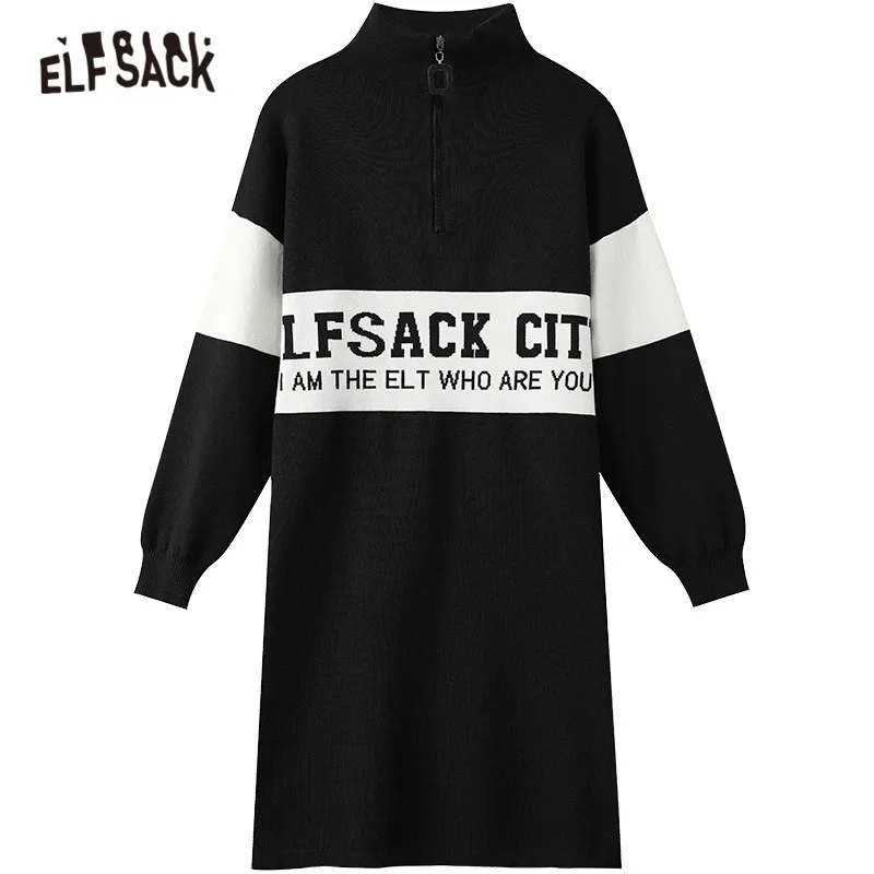 ELFSACK Colorblock Letter Jacquard Casual Knit Vintage Dresses Women,2020 Winter ELF Full Sleeve Zipper Korean Ladies Dress
ELFSACK Colorblock Letter Jacquard Casual Knit Vintage Dresses Women,2020 Winter ELF Full Sleeve Zipper Korean Ladies Dress