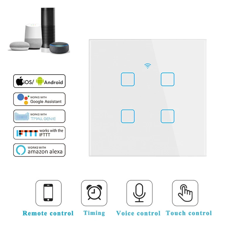 1/2/3/4 Gang TUYA WiFi Smart Touch Switch 110-250V Smart Life Wall Button Smart Light Switch For Alexa And Google Home Assistant
1/2/3/4 Gang TUYA WiFi Smart Touch Switch 110-250V Smart Life Wall Button Smart Light Switch For Alexa And Google Home Assistant