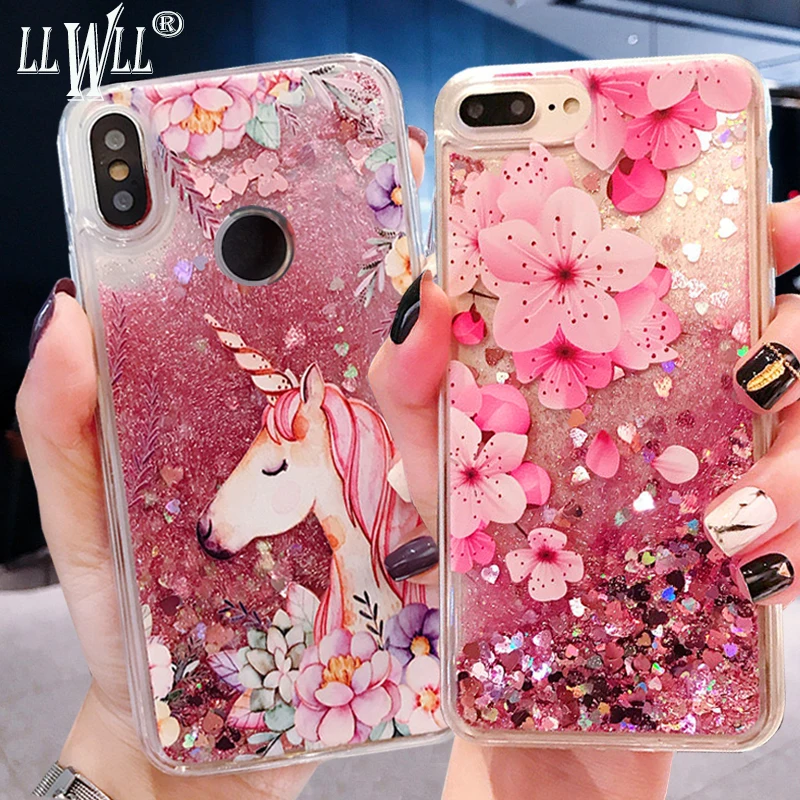 Чехол с жидкостью в виде единорога для Huawei Y6 2019 чехол блестками Y5 Y9 2018 силиконовый