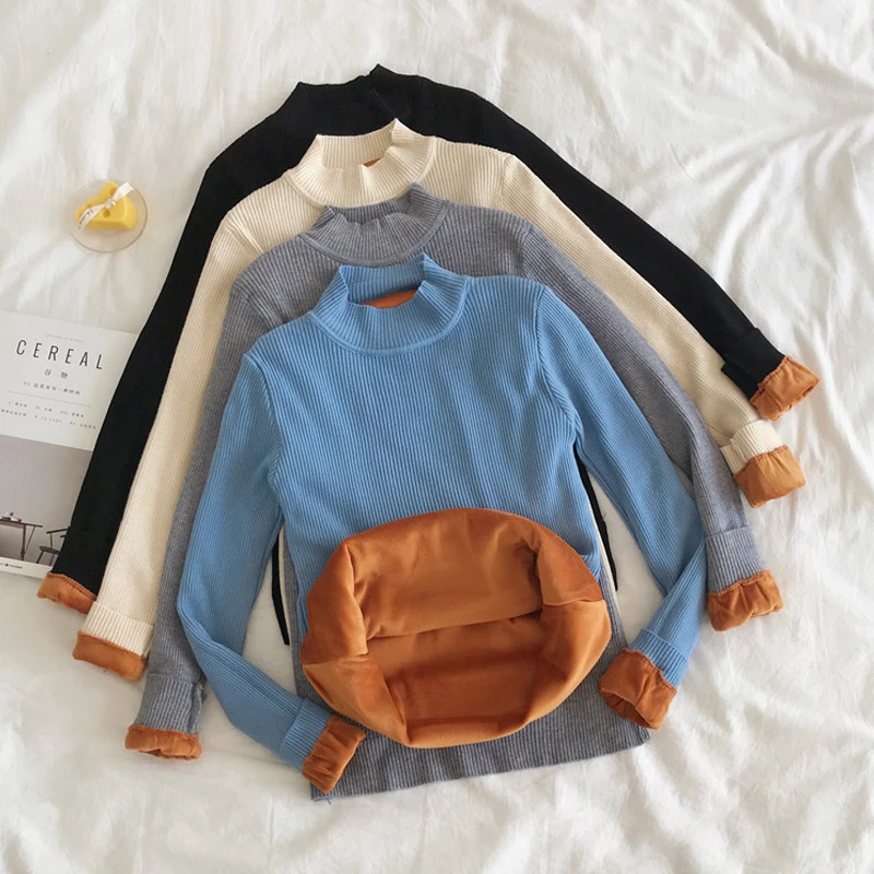 Winter Women's Half High Neck Plush Warm And Slim Long Sleeve Knitted Pullover Sweater Bottomed Sweater Trend Versatile Style
Winter Women's Half High Neck Plush Warm And Slim Long Sleeve Knitted Pullover Sweater Bottomed Sweater Trend Versatile Style