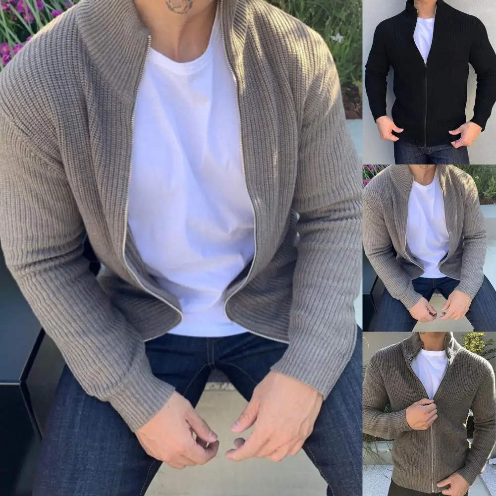 Men's Sweater Coat Solid Color Stand Collar Spring Knitted Cardigan Jacket Casual Zipper Cardigan Sweater for Autumn Winter
Men's Sweater Coat Solid Color Stand Collar Spring Knitted Cardigan Jacket Casual Zipper Cardigan Sweater for Autumn Winter