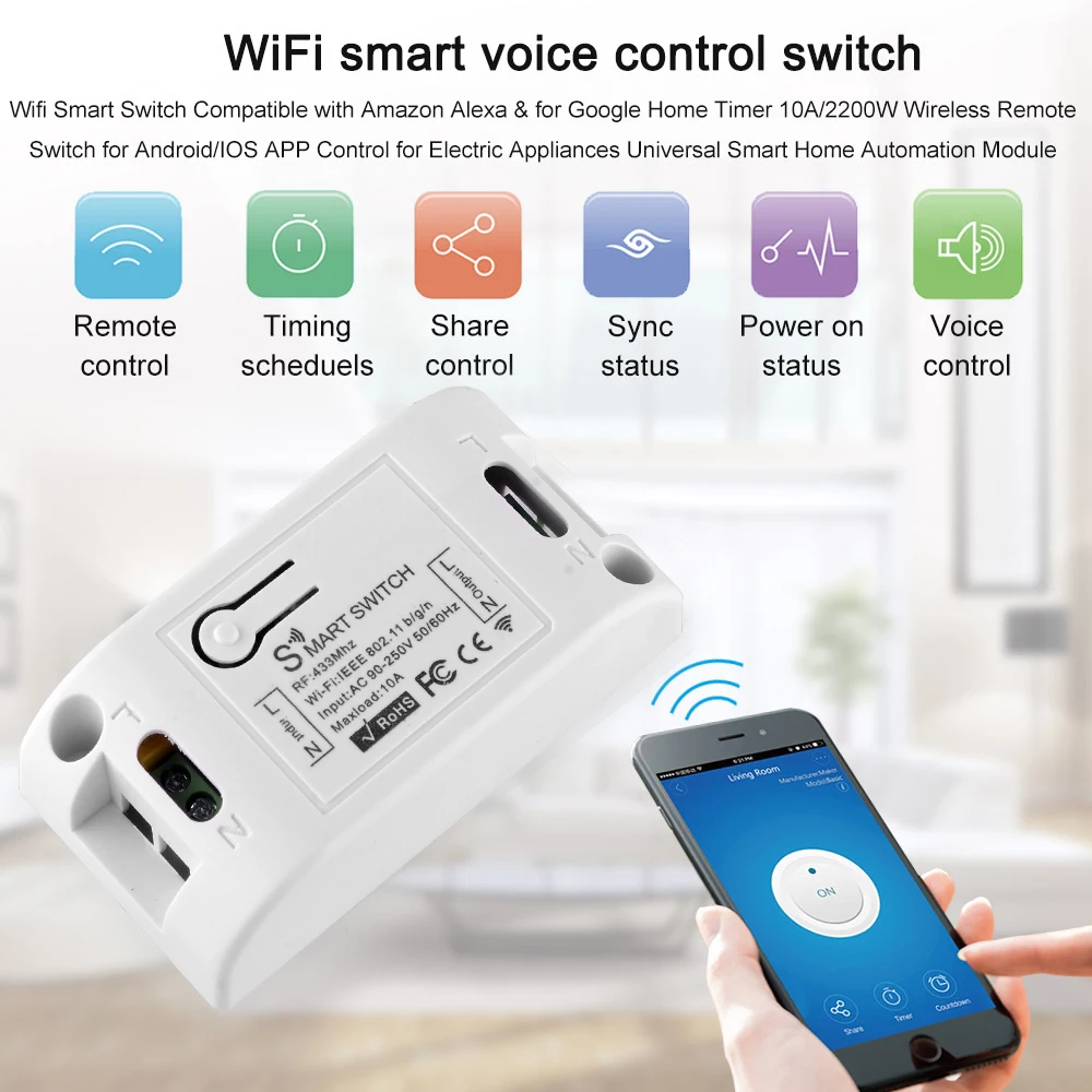 ELEOPARD Tuya Wifi RF Switch DIY Wireless Remote Domotica Light Smart Home Automation Relay Module Controller Work with 433mhz
ELEOPARD Tuya Wifi RF Switch DIY Wireless Remote Domotica Light Smart Home Automation Relay Module Controller Work with 433mhz