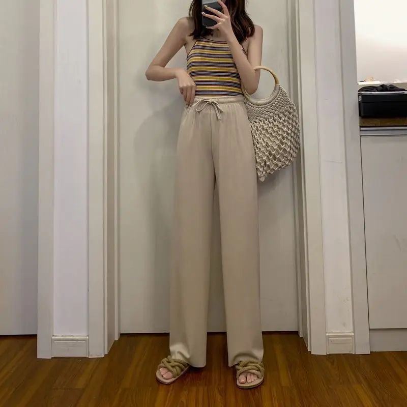 Korean Style Wide Leg Pants Solid Color Casual Chic Oversize Long Pants High Waist Fashion Bandage Trousers Hip Hop Streetwear 
Korean Style Wide Leg Pants Solid Color Casual Chic Oversize Long Pants High Waist Fashion Bandage Trousers Hip Hop Streetwear