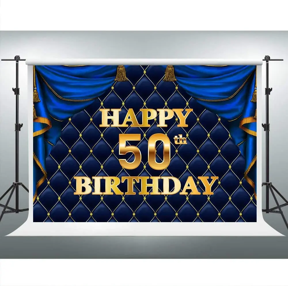 Gold Happy 50th Birthday Photography Backdrop For Man Blue Curtain Tufted Background Birthday Party Decoration Photo Booth Props
Gold Happy 50th Birthday Photography Backdrop For Man Blue Curtain Tufted Background Birthday Party Decoration Photo Booth Props