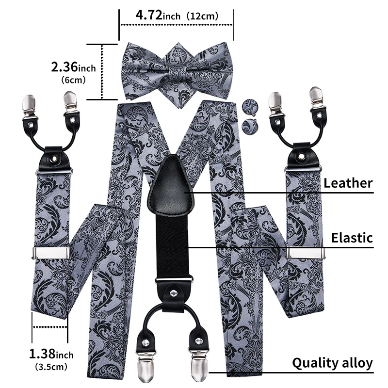 Hi-Tie Luxury Gold Adult Suspender Men Bow tie Set Leather Metal 6 Clips Braces Vintage Fashion Wedding Party Suspenders Male
Hi-Tie Luxury Gold Adult Suspender Men Bow tie Set Leather Metal 6 Clips Braces Vintage Fashion Wedding Party Suspenders Male