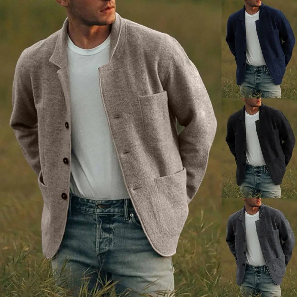 Men's Coat Single-breasted Casual Stand Collar Jacket for Autumn Winter Solid Color Slim Fit Fashion Outerwear Men Clothing
Men's Coat Single-breasted Casual Stand Collar Jacket for Autumn Winter Solid Color Slim Fit Fashion Outerwear Men Clothing