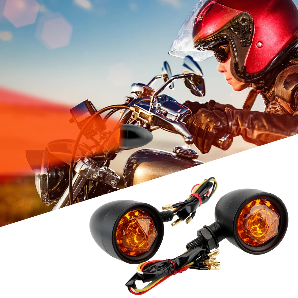 1pair Motorcycle Turn Signal Indicator Lamp Light Retro Bullet Diamond Black LED Blinker Light for Moto Motorbike Motorcycle
1pair Motorcycle Turn Signal Indicator Lamp Light Retro Bullet Diamond Black LED Blinker Light for Moto Motorbike Motorcycle