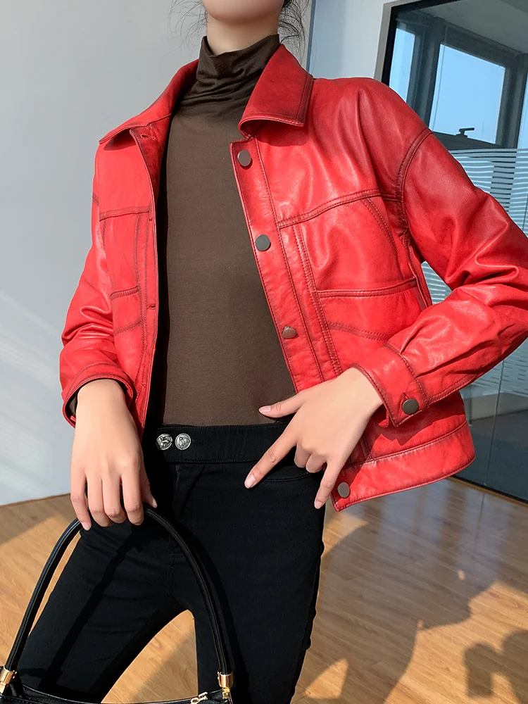 JCHB 2021 Red Genuine Leather Jacket Women Short 100% Sheepskin Coat Female Spring Autumn Women's Clothing Mujer Chaqueta Pph33
JCHB 2021 Red Genuine Leather Jacket Women Short 100% Sheepskin Coat Female Spring Autumn Women's Clothing Mujer Chaqueta Pph33