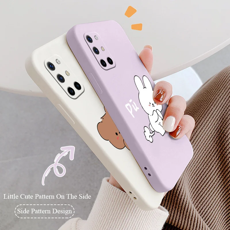 

Naughty Bear Rabbit Phone Case For Oneplus 8t 9 9pro 9r pro Liquid Silicone Cover