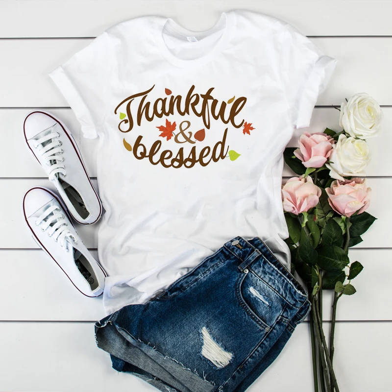Women Lady T Shirt Thankful Letter Floral Printed Tshirt Ladies Short Sleeve Tee Shirt Women Female Tops Clothes Graphic T-shirt 
Women Lady T Shirt Thankful Letter Floral Printed Tshirt Ladies Short Sleeve Tee Shirt Women Female Tops Clothes Graphic T-shirt