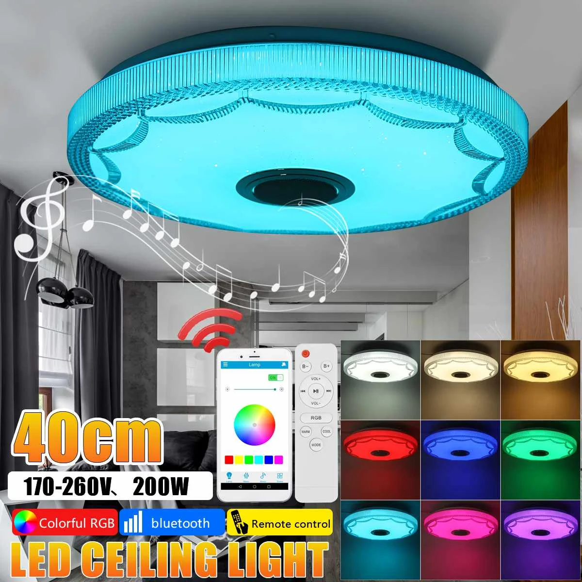 200W 40cm RGB LED Ceiling Light Remote APP Control Ceiling Lights Acrylic Lamp Smart bluetooth Speaker Music Lighting Fixture
200W 40cm RGB LED Ceiling Light Remote APP Control Ceiling Lights Acrylic Lamp Smart bluetooth Speaker Music Lighting Fixture