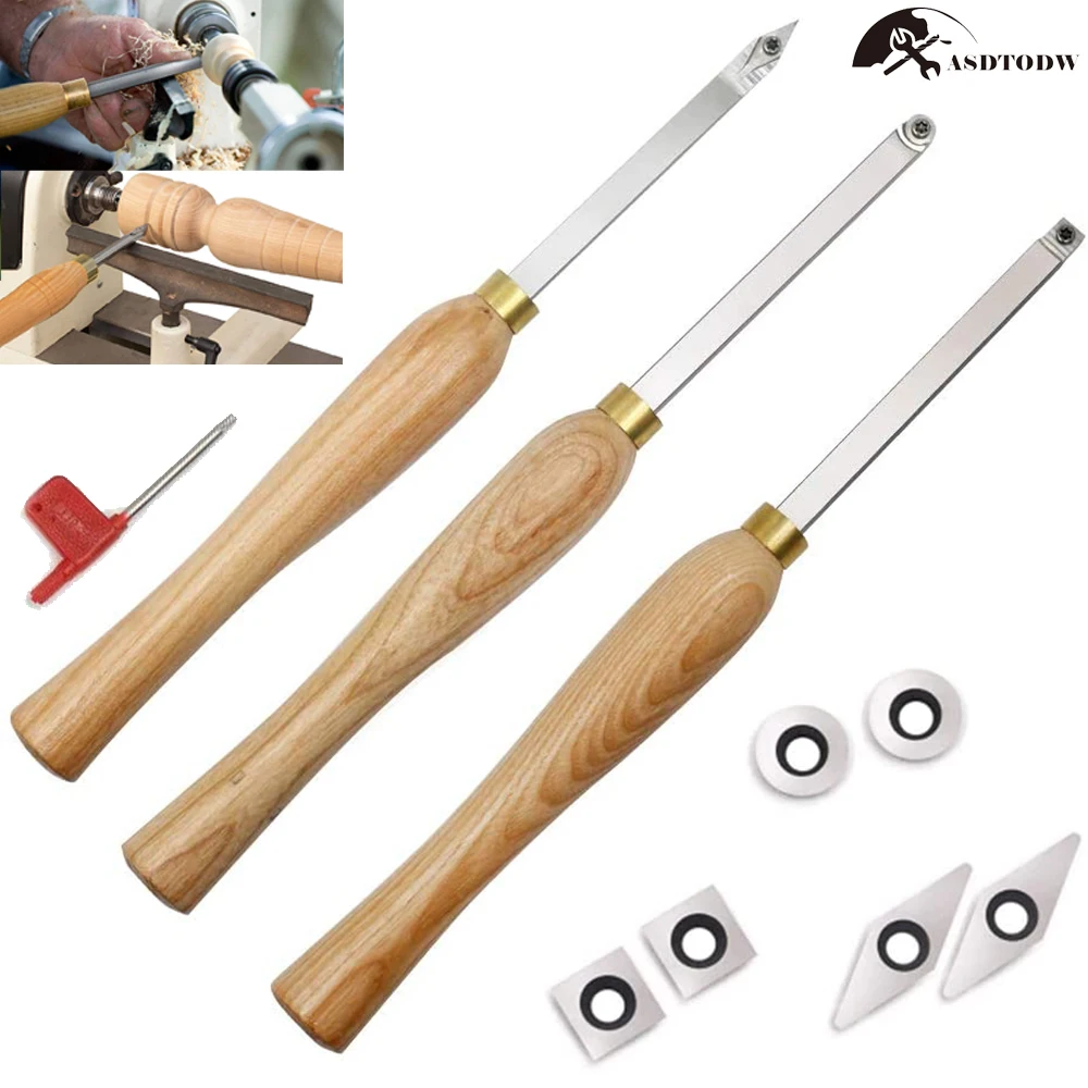 3pcs Carbide Woodturning Tool Mini Size Includes Diamond Shape Round and Square Turning Tools with Comfort Grip Handles
3pcs Carbide Woodturning Tool Mini Size Includes Diamond Shape Round and Square Turning Tools with Comfort Grip Handles