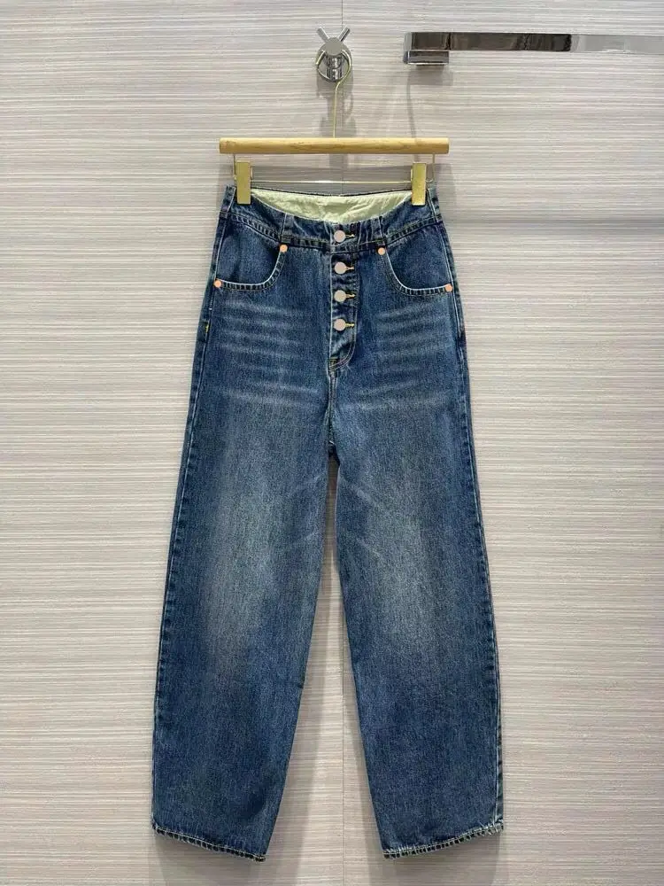 119271 Brand Luxury Design High Waist Button Straight Wide Leg Jeans Fashion Classic Autumn Winter New Women Pants M6
119271 Brand Luxury Design High Waist Button Straight Wide Leg Jeans Fashion Classic Autumn Winter New Women Pants M6