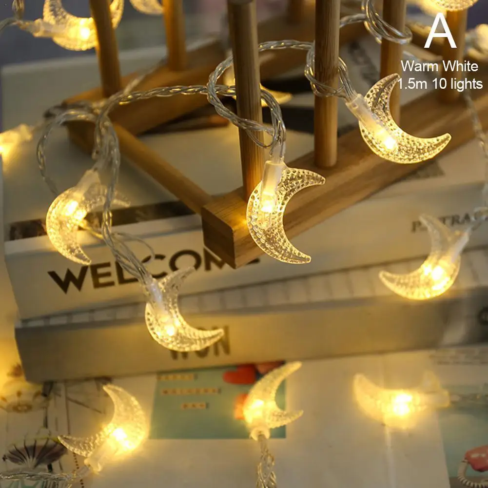 1.5M/3M/5M/6M Moon shape LED String lights Holiday lighting Fairy Garland For Christmas Tree Wedding Party Ramadan Decoration
1.5M/3M/5M/6M Moon shape LED String lights Holiday lighting Fairy Garland For Christmas Tree Wedding Party Ramadan Decoration