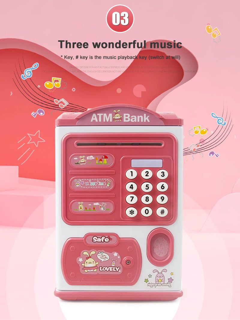 Electronic Piggy Bank ATM Password Money Box Cash Coins Saving ATM Bank Safe Box Auto Scroll Paper Banknote Gift For Kids Toys
Electronic Piggy Bank ATM Password Money Box Cash Coins Saving ATM Bank Safe Box Auto Scroll Paper Banknote Gift For Kids Toys