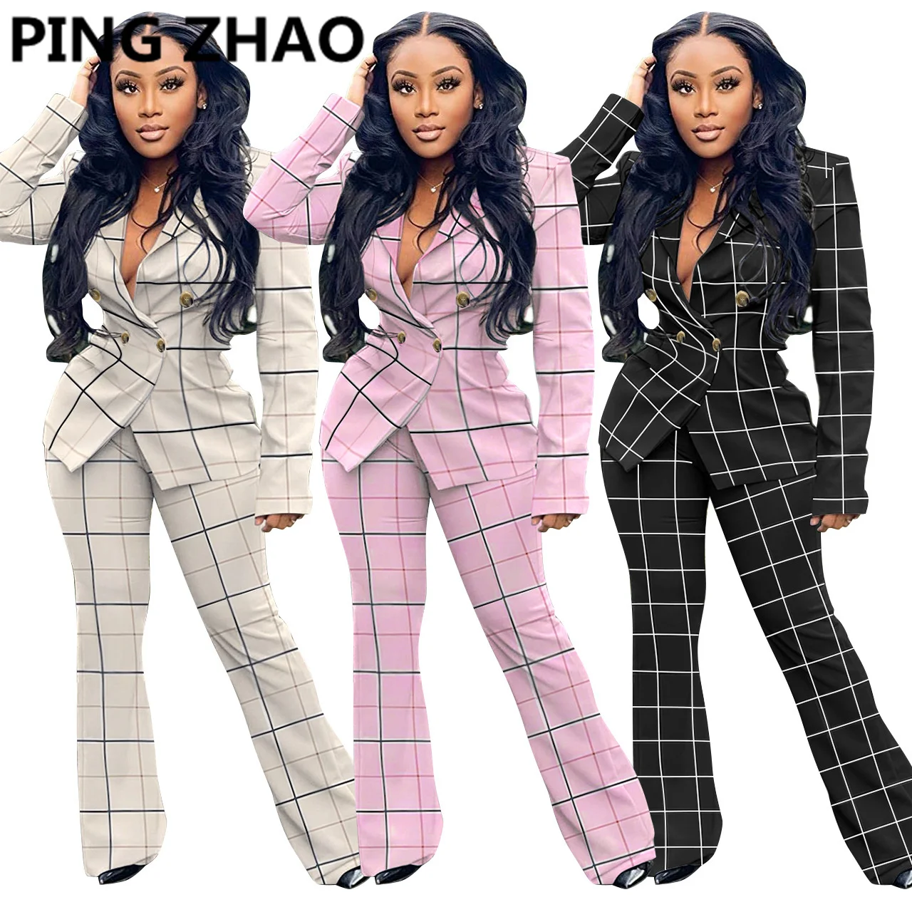 PING ZHAO Plaid Two Piece Set Blazer and Pants Set for Women Business Casual Outfit
PING ZHAO Plaid Two Piece Set Blazer and Pants Set for Women Business Casual Outfit