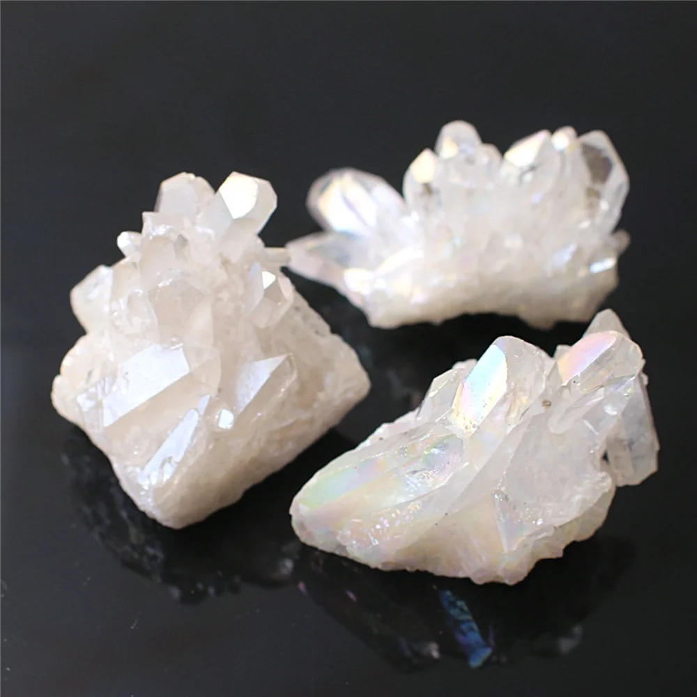 1 шт. натуральный кварцевый кристалл белый кластер с гальваническим покрытием