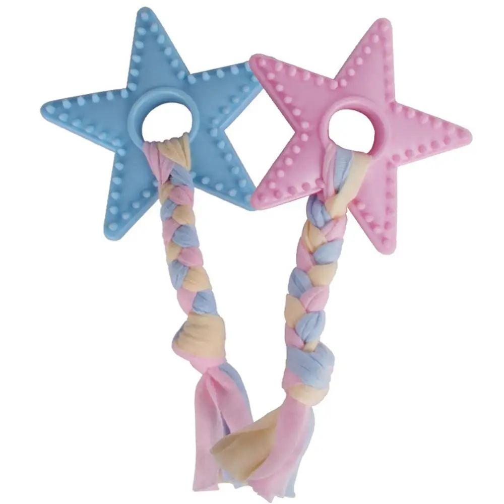 

Dog Molar Cleaning Teeth Toy Bite Resistant TPR Pentagram Star Cotton Rope Pet Chew Toys Puppy Interactive Training Teething Toy