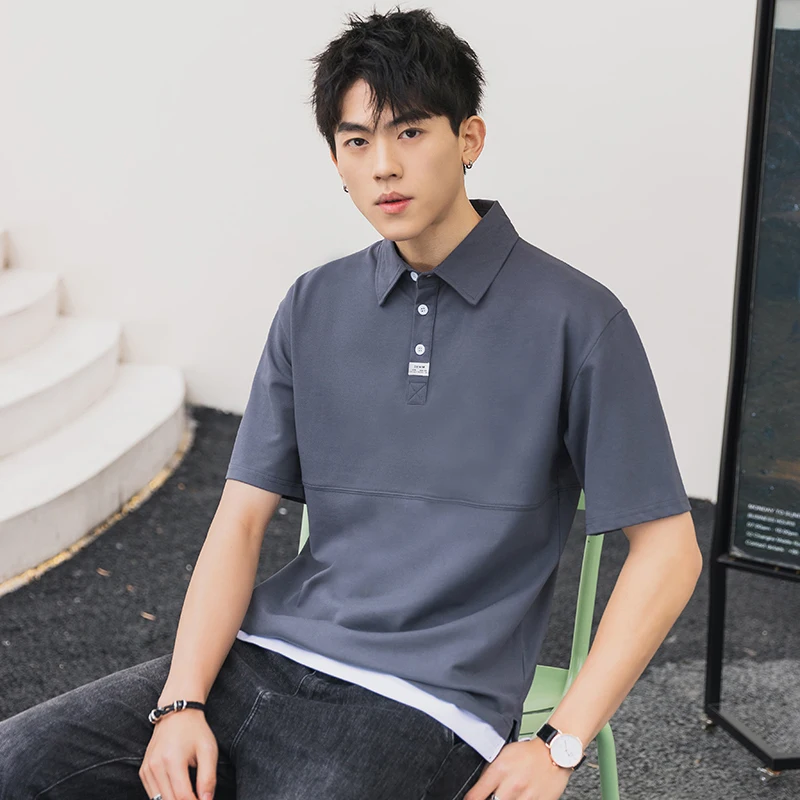 TFETTERS Brand New T-shirt Men Young Fashion Short Sleeve Turn-down Collar Black Tshirt Oversize Pure Color Patch Bottom Tops
TFETTERS Brand New T-shirt Men Young Fashion Short Sleeve Turn-down Collar Black Tshirt Oversize Pure Color Patch Bottom Tops