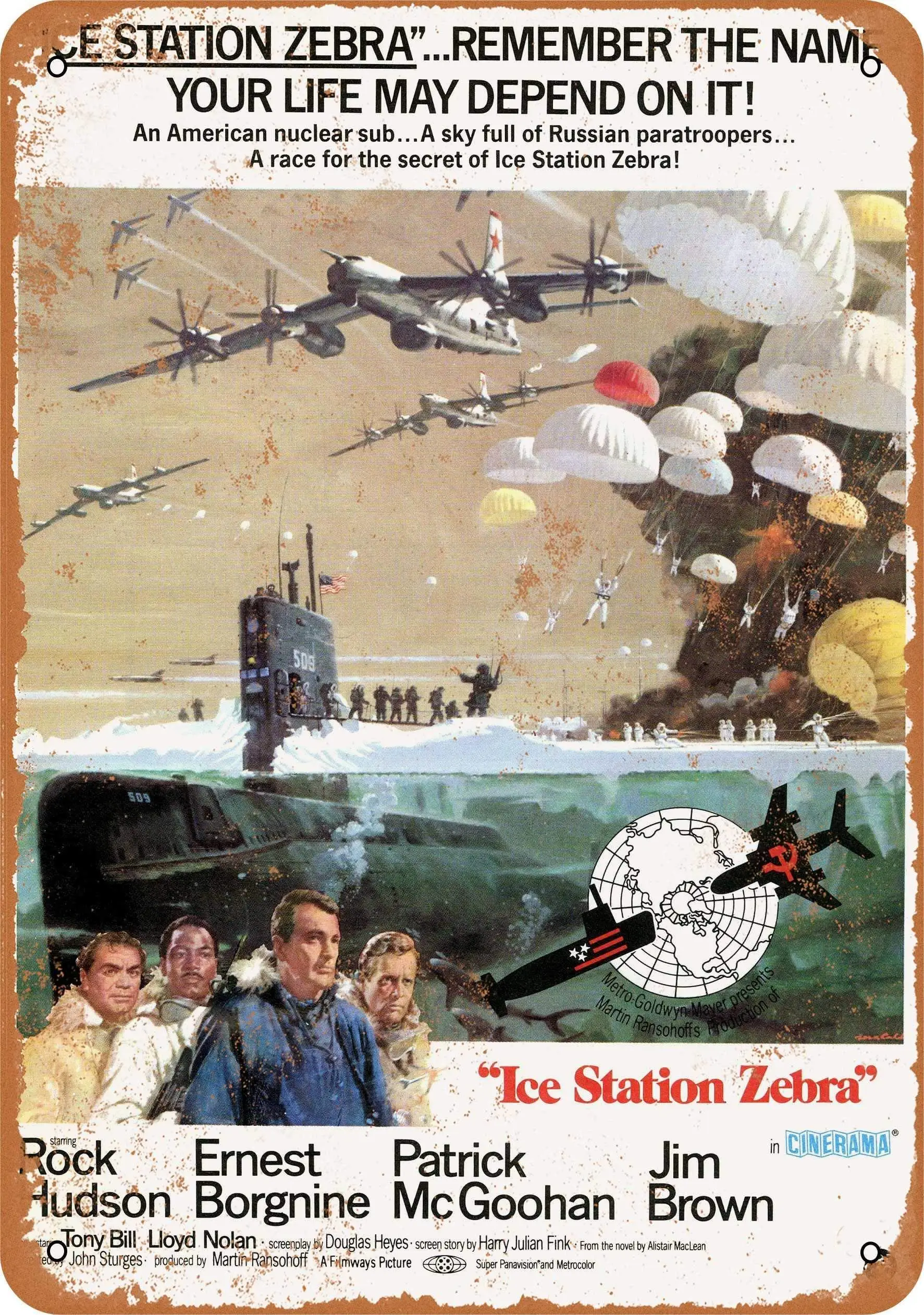 SLALL 1968 Ice Station Zebra Rock Hudson Retro Street Sign Household Metal Tin Sign Bar Cafe Car Motorcycle Garage Decoration
SLALL 1968 Ice Station Zebra Rock Hudson Retro Street Sign Household Metal Tin Sign Bar Cafe Car Motorcycle Garage Decoration