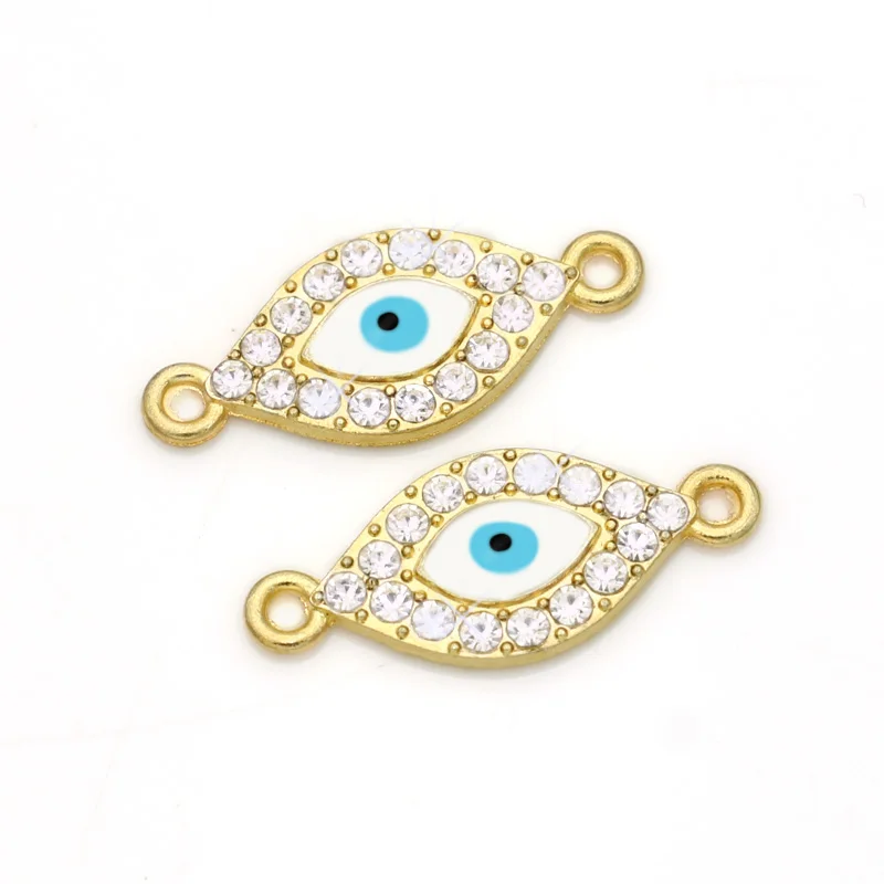 10pcs Gold Color Evil Blue Eye Crystal Connector fit Jewelry Making Bracelet Jewelry Accessories DIY Craft 26x11mm
10pcs Gold Color Evil Blue Eye Crystal Connector fit Jewelry Making Bracelet Jewelry Accessories DIY Craft 26x11mm