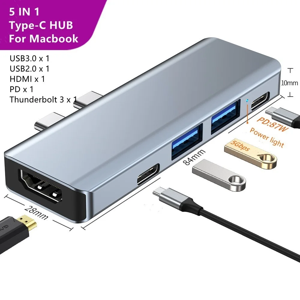 5 in 1 Computer usb hub for macbook air pro Apple laptops docking station macbook air accessories usb c to hdmi card reader
5 in 1 Computer usb hub for macbook air pro Apple laptops docking station macbook air accessories usb c to hdmi card reader