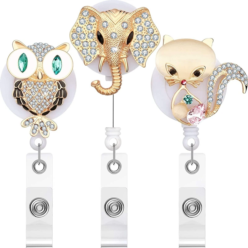 3Pcs Retractable Badge Reel Owl Elephant Badge Holder With Alligator Clip, Name Card ID Badge Reel Clip For Volunteer
3Pcs Retractable Badge Reel Owl Elephant Badge Holder With Alligator Clip, Name Card ID Badge Reel Clip For Volunteer