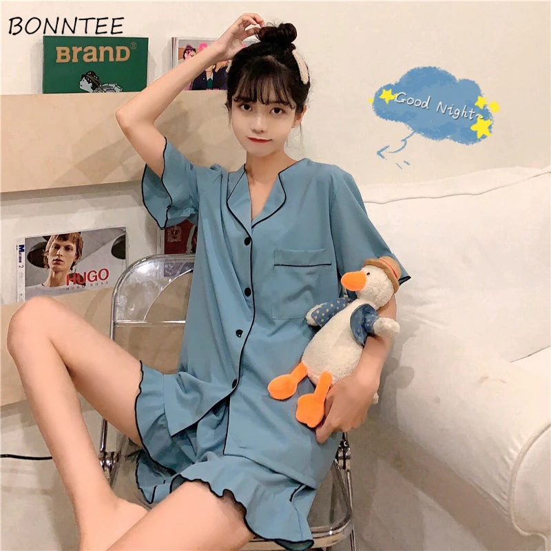 Pajama Sets Women Kawaii Ruffles Solid Two Pieces Set Hot Selling Sweet Girls Summer Sleepwear Lounge Ulzzang Loose Female Daily
Pajama Sets Women Kawaii Ruffles Solid Two Pieces Set Hot Selling Sweet Girls Summer Sleepwear Lounge Ulzzang Loose Female Daily