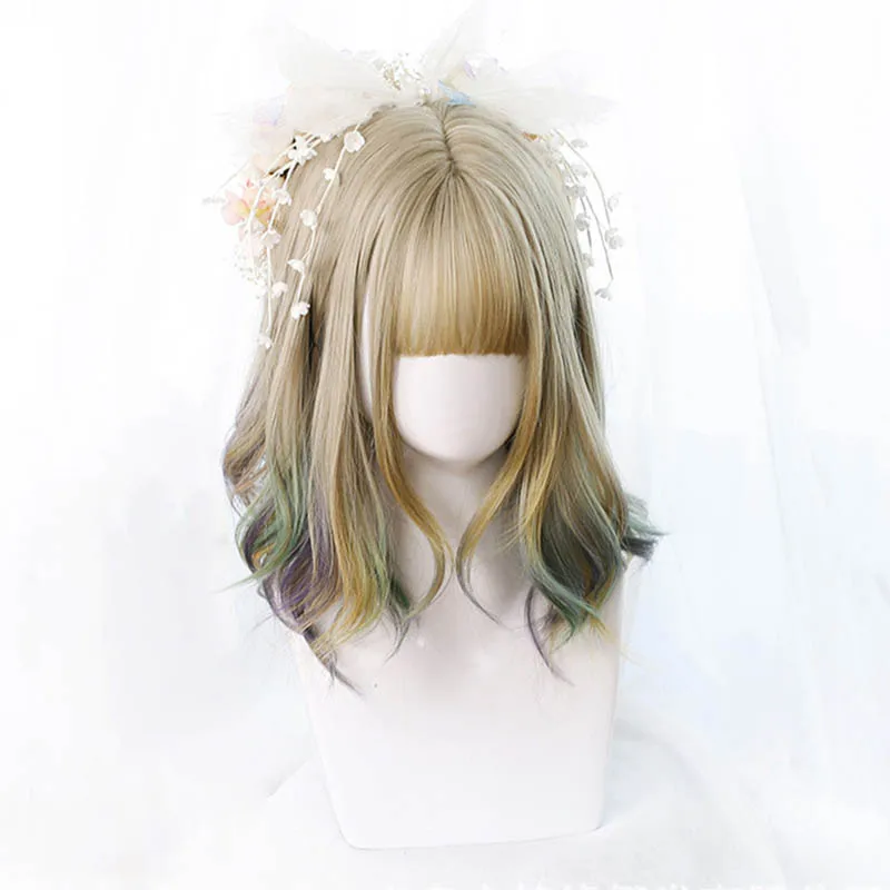 DIANQI Synthetic Short Ombre Colorful Cosplay Lolita Harajuku Wig With Bangs Tail Natural Wavy Blonde Yellow Purple Wigs
DIANQI Synthetic Short Ombre Colorful Cosplay Lolita Harajuku Wig With Bangs Tail Natural Wavy Blonde Yellow Purple Wigs