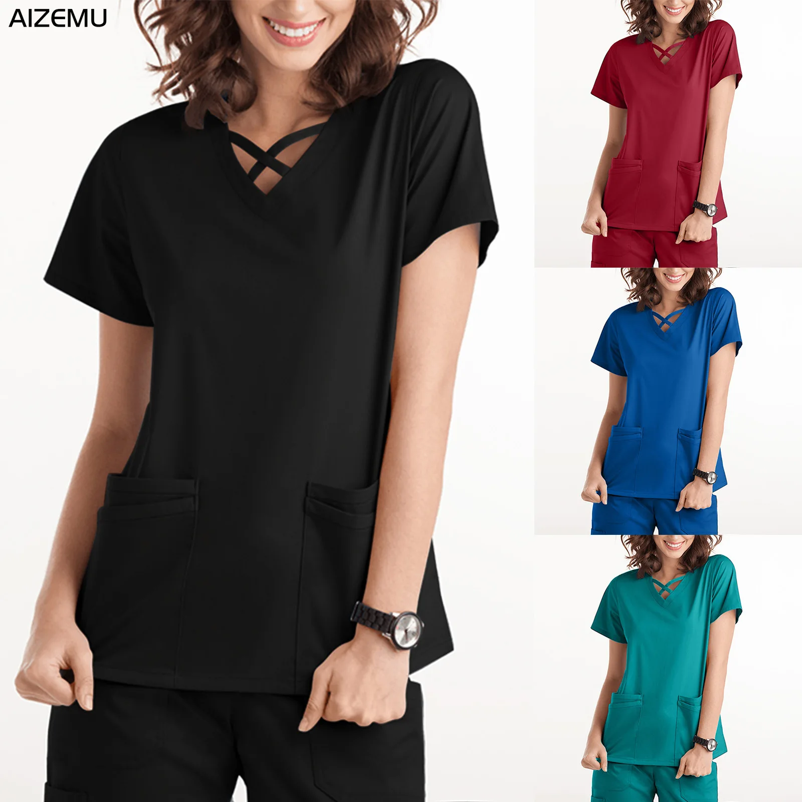 Short Sleeve Scrubs Top Solid Set Women Spa Uniform Beauty Clothes Beautician Work Clothes Beauty Salon Uniform Nurse BlouseBlue
Short Sleeve Scrubs Top Solid Set Women Spa Uniform Beauty Clothes Beautician Work Clothes Beauty Salon Uniform Nurse BlouseBlue