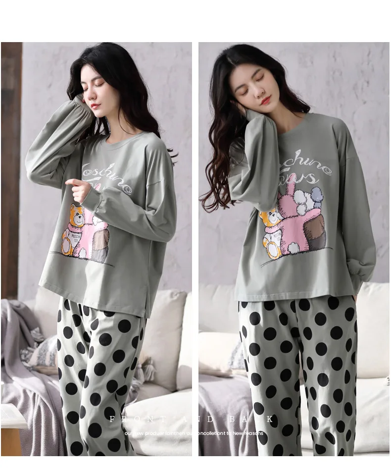 Spring Autumn Full Cotton Women Korean Pure And Fresh Style Pajamas Suits 2PCs Causual Leisure Homewear Beautiful
Spring Autumn Full Cotton Women Korean Pure And Fresh Style Pajamas Suits 2PCs Causual Leisure Homewear Beautiful