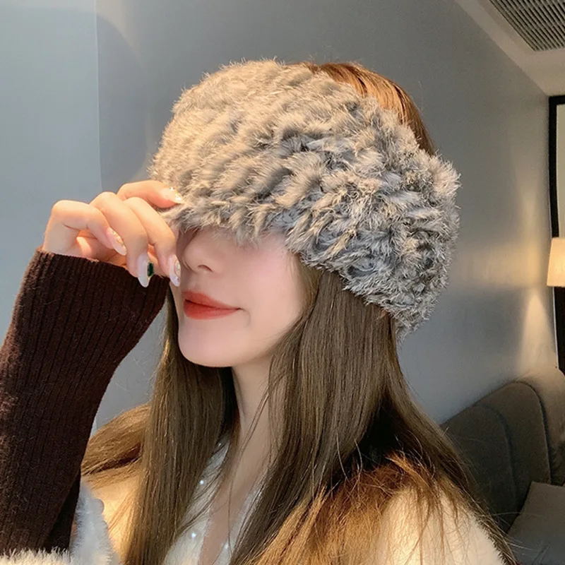 Women Winter Hats Thick Rabbit Fur Headwear Knitted Elastic Headband for Girl Fashion luxury Female Warm Plush HairBand 
Women Winter Hats Thick Rabbit Fur Headwear Knitted Elastic Headband for Girl Fashion luxury Female Warm Plush HairBand