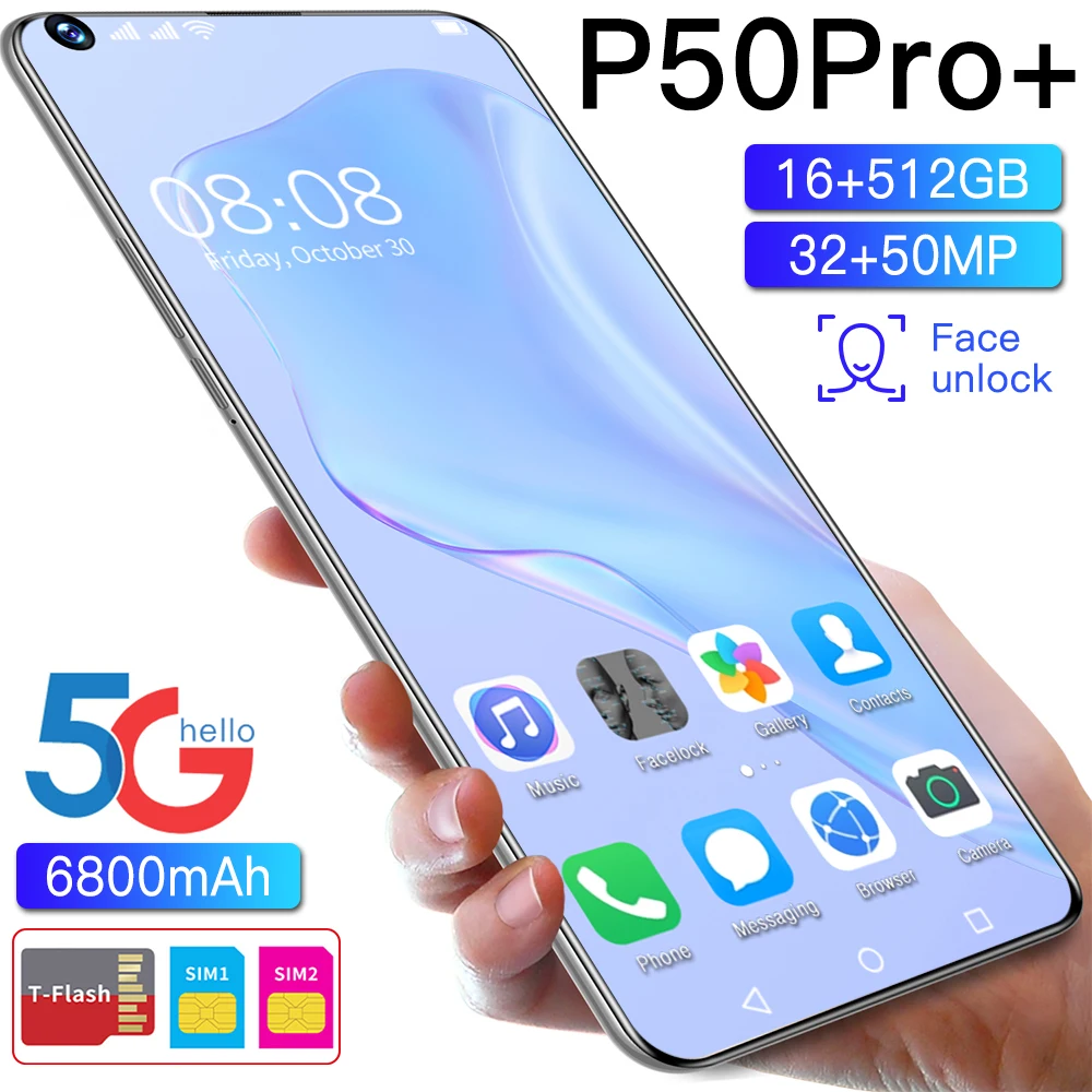 P50Pro+ 5G Mobile Phones 7.3-inch Full Screen HD 32MP+50MP 6800mAh 16GB+512GB Cell Phone Smartphone Android11 Face Recognition
P50Pro+ 5G Mobile Phones 7.3-inch Full Screen HD 32MP+50MP 6800mAh 16GB+512GB Cell Phone Smartphone Android11 Face Recognition