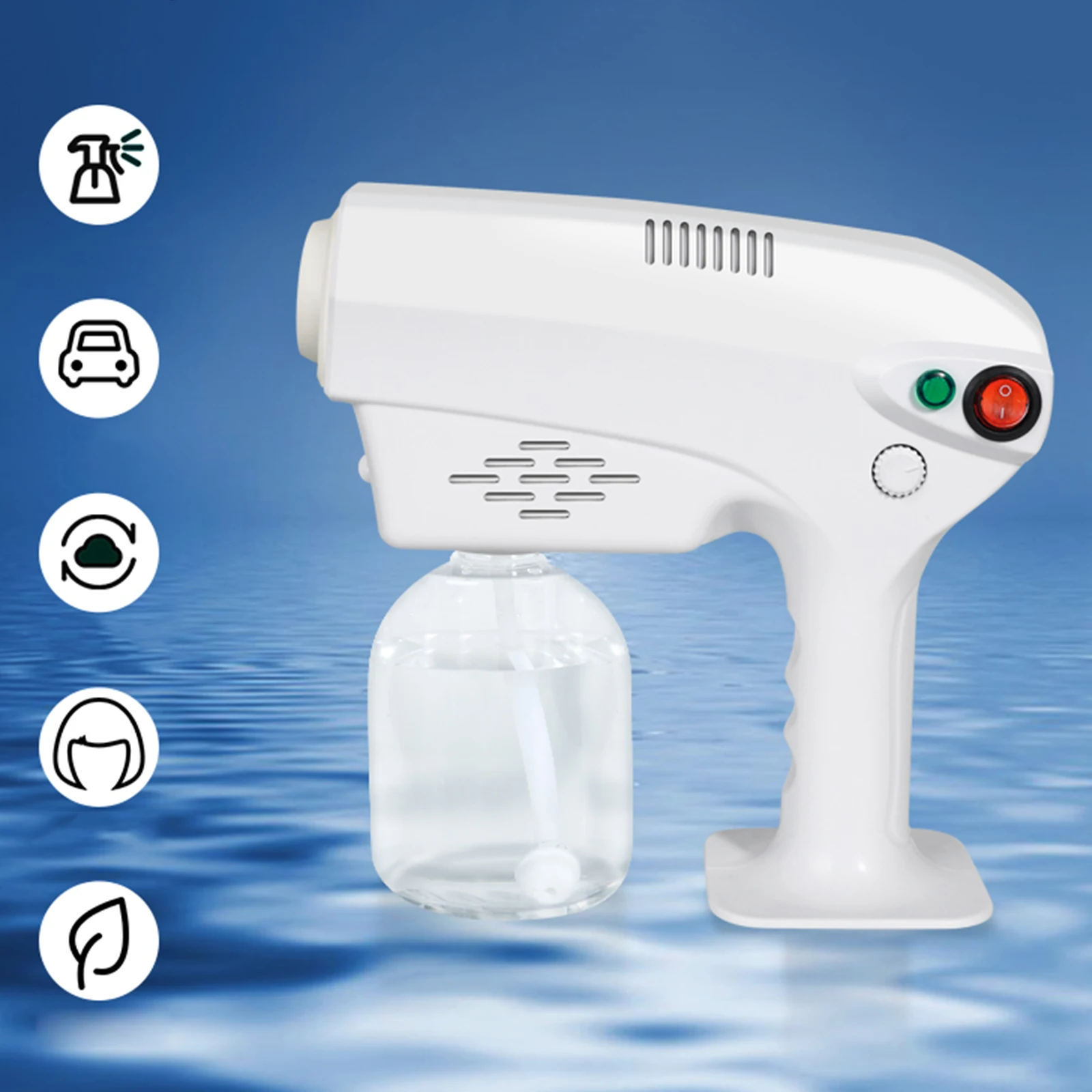 Wireless Gun Disinfectant Sprayer Handheld Blue-ray Nano Steam Sterilization Nebulizers Spray Distance Sanitizing Sprayer
Wireless Gun Disinfectant Sprayer Handheld Blue-ray Nano Steam Sterilization Nebulizers Spray Distance Sanitizing Sprayer
