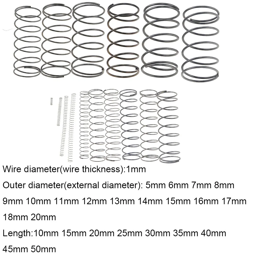 10PCS 1*5 6 7 8 9 10 11 12 18 20*10-50mm Spring Steel Small Compression Release Mechanical Return Pressure OD 5mm | Обустройство дома