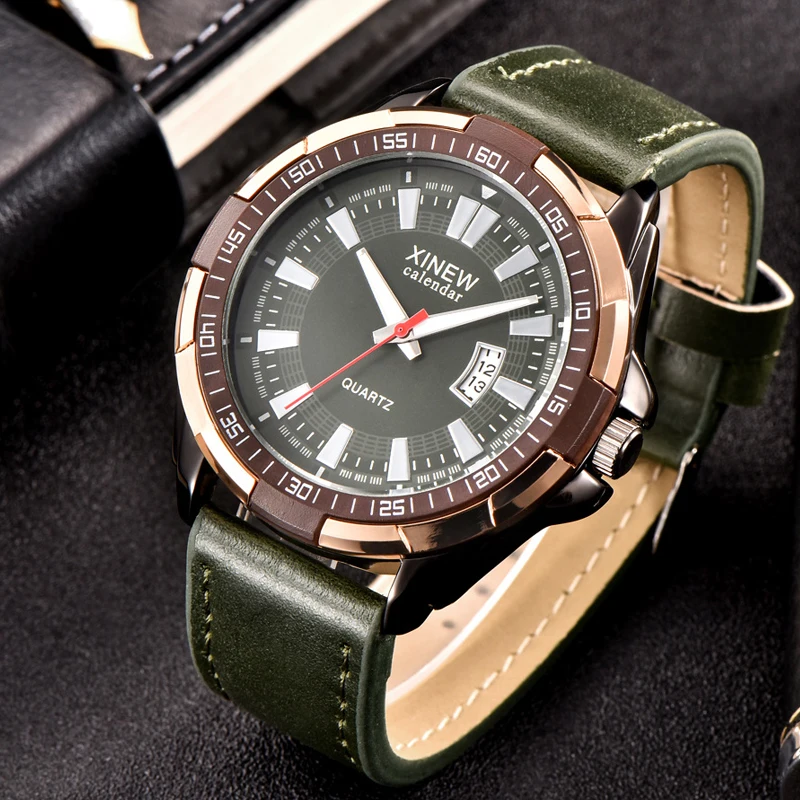 Men's Military Watch Quartz Clock Simple Big Dial Fashion Casual Business Wristwatches Green Leather Strap Sport Watches For Men
Men's Military Watch Quartz Clock Simple Big Dial Fashion Casual Business Wristwatches Green Leather Strap Sport Watches For Men