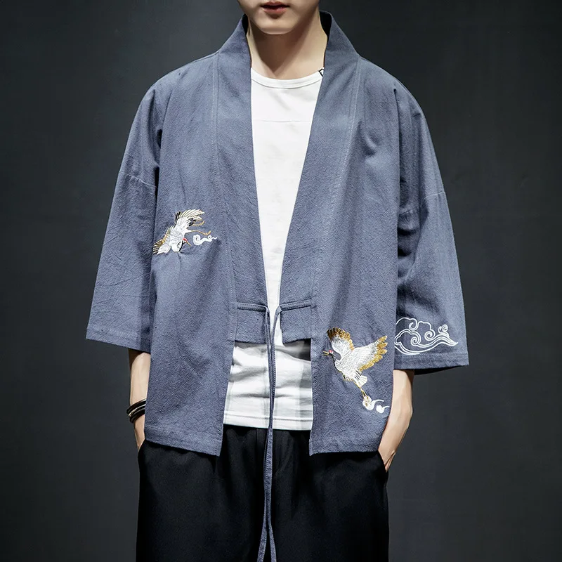 Japanese Men Kimono Crane embroidery Cardigan Traditional Pajamas Set Cotton Kimono Yukata Bathrobe Casual Comfortable Homewear
Japanese Men Kimono Crane embroidery Cardigan Traditional Pajamas Set Cotton Kimono Yukata Bathrobe Casual Comfortable Homewear
