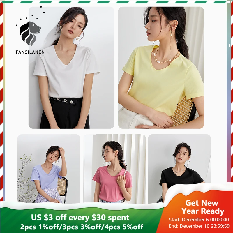 FANSILANEN Office Lady 100% Cotton Liquid Ammonia Short Sleeve Pure Color T-shirt Women Summer 2021 New Casual Tops Clothes
FANSILANEN Office Lady 100% Cotton Liquid Ammonia Short Sleeve Pure Color T-shirt Women Summer 2021 New Casual Tops Clothes