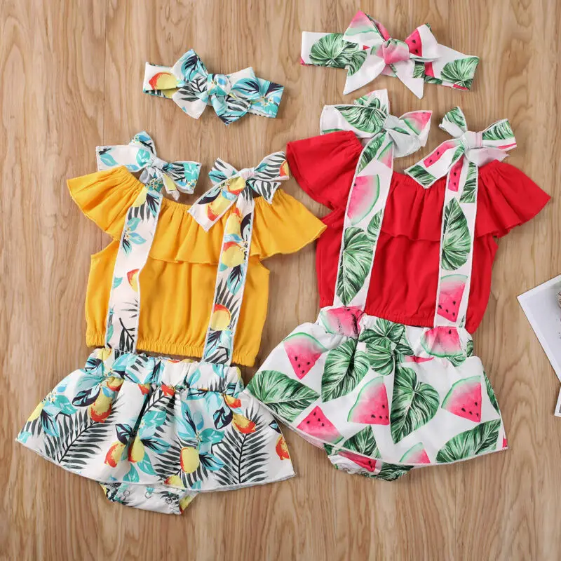 Cute Newborn Baby Girl Clothes Tops Short Sleeve T-shirt +Strap Pants +Headband Summer 3PCS Outfit Set Sunsuit
Cute Newborn Baby Girl Clothes Tops Short Sleeve T-shirt +Strap Pants +Headband Summer 3PCS Outfit Set Sunsuit