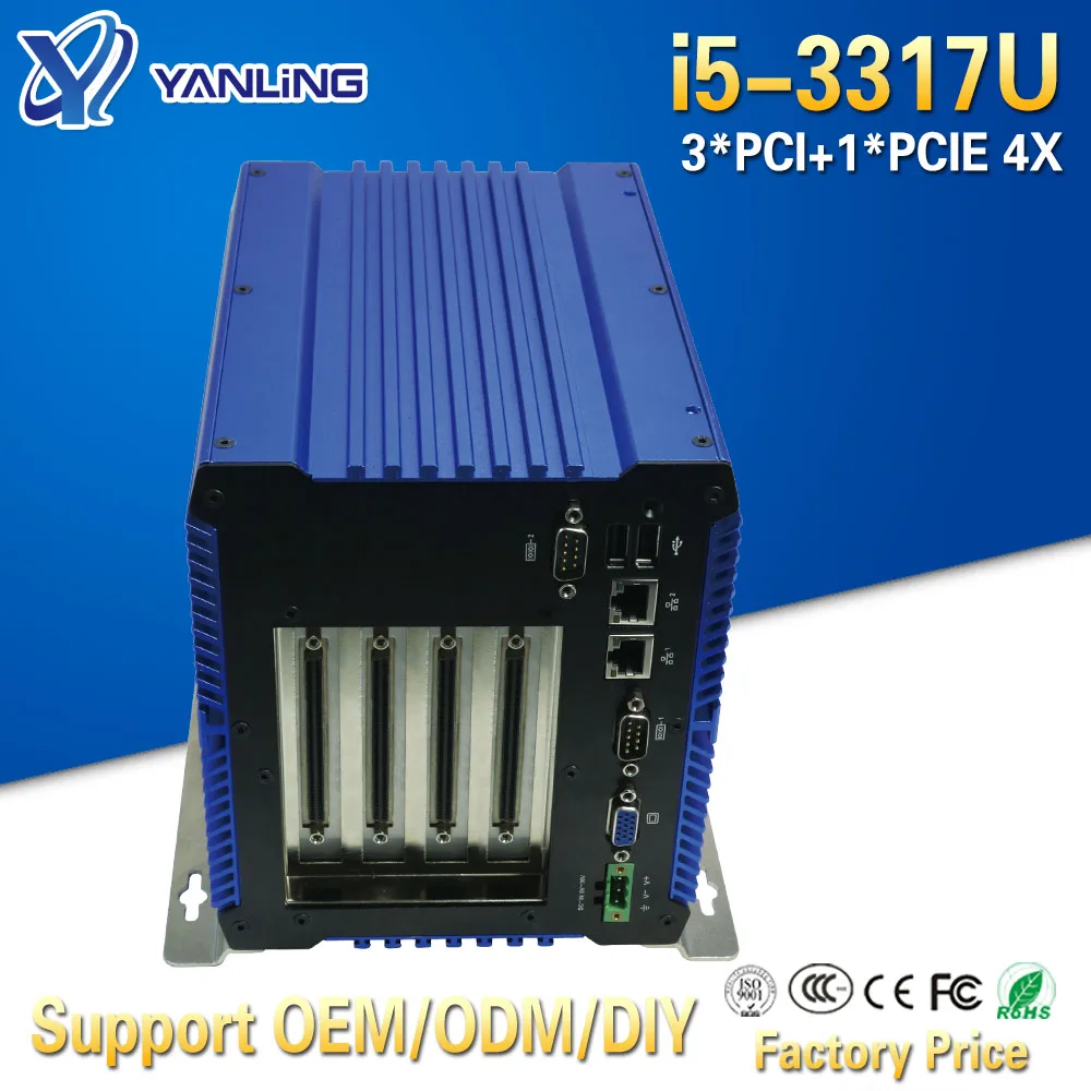 Встроенный ПК Yanlin 4G ram без вентилятора intel core i5 3317U cpu двойная nic мини станция тонкий
