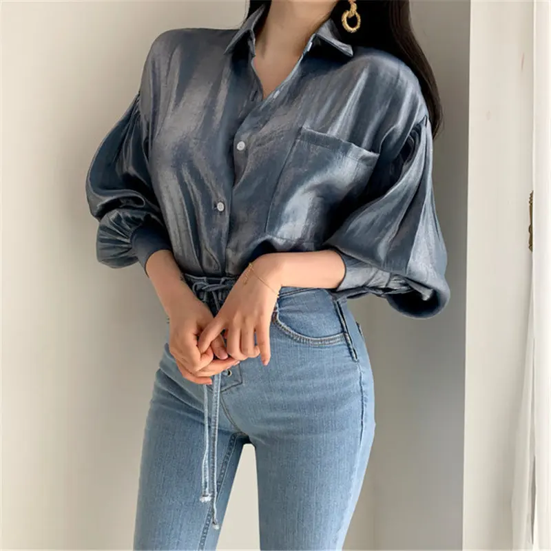 WICCON 2021 Summer Reflective Loose Vintage Fashion Solid Thin Tops Retro Free Elegant Women All Match Casual Shirts 2 Colors
WICCON 2021 Summer Reflective Loose Vintage Fashion Solid Thin Tops Retro Free Elegant Women All Match Casual Shirts 2 Colors