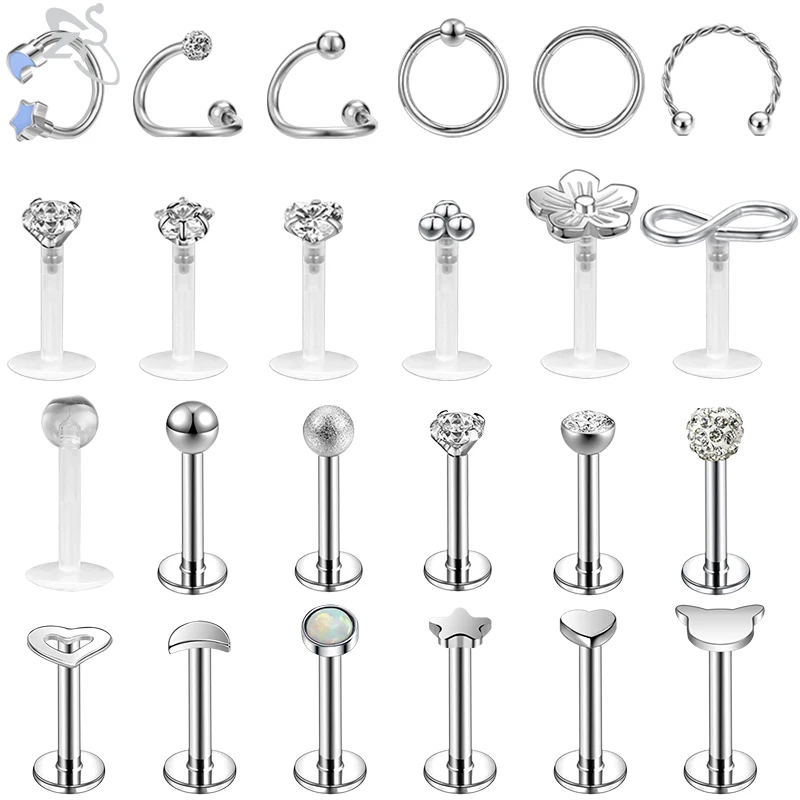 ZS 8-25pcs/Lot Surgical Steel Nose Rings Horseshoes Circular Eyebrow Labret Lip Ear Helix Cartilage Nose Studs Piercing Jewelry
ZS 8-25pcs/Lot Surgical Steel Nose Rings Horseshoes Circular Eyebrow Labret Lip Ear Helix Cartilage Nose Studs Piercing Jewelry